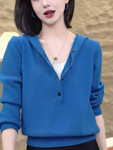 High-end Niche Stylish Elegant Versatile Hooded Long Sleeve Knitwear