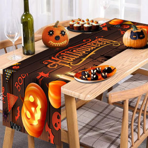Happy Halloween Pumpkin Table Runner Indoor Kitchen Dinner Party Trick Or Treat Holiday Home Dining Table Decor Ornament
