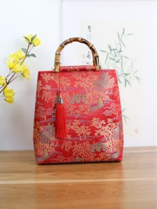 Handmade Chinese Wedding Red Marriage Bag New Bride Handbag Large Capacity with Cheongsam Show He Handbag Soft Cotton Lining