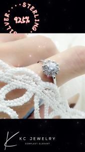 KC Jewelry S925 White Gold Plated Adjustable Diamond Ring