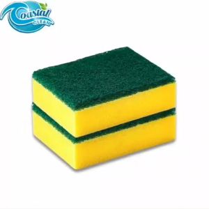 Yellow Sponge with Green Scrubber Pan Pot Cleaner Kitchen Utensils Dishwashing Tool for Kitchen Accessories Brush Eraser