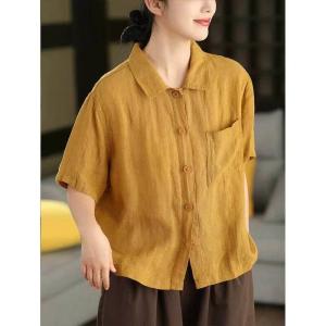 Lieoyuarn | Vintage Casual Loose Fit Slim Cotton Linen Shirt