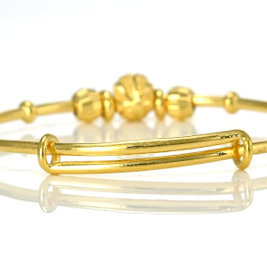 Chow Sang Sang 周生生 999.9 24K Pure Gold Chinese Gifting Collection Beads Adjustable Bangle for Tiny Size 28340K Price-by-Weight 4.49g Gold