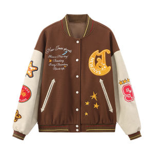 JNXS | Vintage Embroidered Loose Fit Fall Baseball Jacket