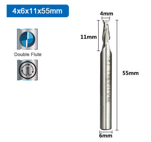 1PC HSS 2 Flute End Mill 2mm-12mm Straight Shank Carbide Milling Cutter End Mill CNC Router Bit Woodworking Machine Tool