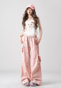 Nurture One | Cute Bow Print Loose Wide Leg Pants for Women