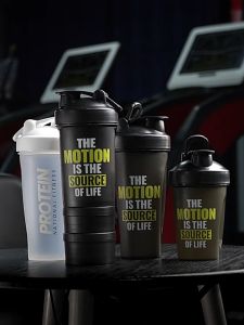 HGV (Ready Stock) Premium Food Grade Shaker 600ML Gym Fitness Shaker Bottle Protein Blend Bottle Shaker Cup With Stainless Steel Ball Bottle Water Drink Cup
