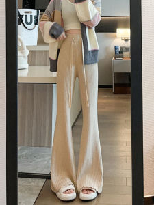 หนาเอวสูงเสื้อถักกางเกงผู้หญิงนุ่มและSlim-Fittingขากว้างสบายๆสไตล์Micro-กางเกงสําหรับ 18-24 ปี