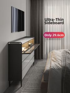 Modern Slim Storage Chest Drawer Bedside Display Cabinet Rock Panel