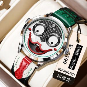 BINBOND genuine leather watch for men waterproof fashion clown personality wristwatch