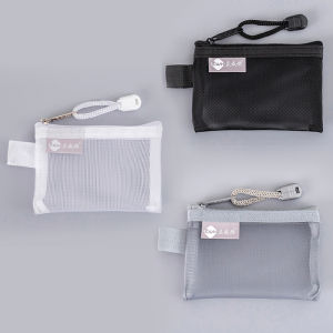 กระเป๋าแต่งหน้าพกพาขนาดเล็ก โปร่งแสง กระเป๋าใส่บัตร กระเป๋าเก็บเครื่องสําอางอเนกประสงค์ วัสดุไนลอน ซิป กระเป๋าถือแบบปิดสําหรับผู้หญิง