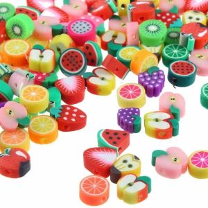 100pcs Watermelon Fruit Animal Themed Polymer Clay Beads Fruit Clay Beads Set For DIY Bracelet Necklace Jewelry Making