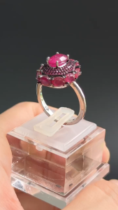 [ Woosilver ] Nhẫn Đính Đá Hồng Oval Cổ Điển - Secondhand - WO266