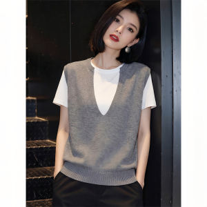 Shalldoer | Design Sense Faux Layer Knitted T-Shirt