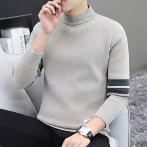 ROMON | Loose Casual Thickened Knitted Half High Collar Sweater For Men By Romon Winter Fashionable Warm Inner Wear Base Layer Shirt