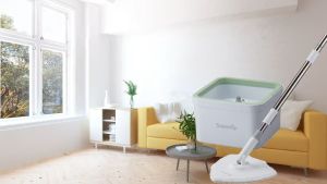 Supamop F104 Extremely Clean Spin Mop Set Clean and Dirty Water Separation Innovative Mop Set Washing and Drying 2 in 1 Mop with Triangular Shape Mop Pad 1 Year Warranty