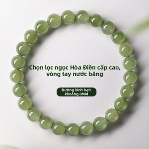 HUAKAIYUNDUO | Vòng Tay Nữ Đá Ngọc Hetian Xanh Nhạt Thiên Nhiên