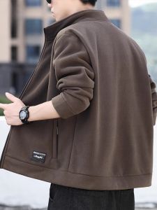 ROMON | เสื้อแจ็คเก็ตขนแกะหนาสำหรับผู้ชาย ฤดูใบไม้ผลิและฤดูใบไม้ร่วง ทรงหลวม ปกขนสัตว์ ซิป คาร์ดิแกน ขนแกะ แฟชั่นสำหรับผู้ชาย