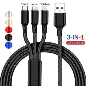 ♥【Ready stock】FREE Shipping♥ 3 In 1 Micro USB Type C Charger Cable Multi Usb Port Multiple Usb Charging Cord Usbc Mobile Phone Wire For iPhone Samsung S10