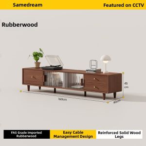 SAMEDREAM | Retro Solid Wood Storage TV Cabinet
