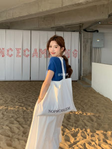 Minimalist English Canvas Bag Tote Bag Women Large Capacity Artistic Environmental Protection Bag Single Shoulder Bag Casual Fashion