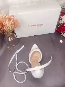 Quai giày thay thế bằng chuỗi hạt ngọc kết dây buộc ruy băng 35.000đ/cặp