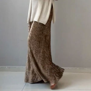 Elegant Drapey High Waist Midi Skirt Trendy Design Autumn New Style Ladylike Atmosphere Commute Vintage Rectangle  Pear Body Type