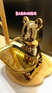 หมีถือถาด สำหรับเก็บกุญแจ เครื่องประดับ กระปุกออมสิน งานเซรามิก ทันสมัย