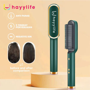 HAYYLIFE Catok Sisir Pelurus Rambut Hair Straightener Curler 2 in 1 catokan sisir listrik HL-BBB531
