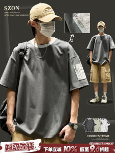 Áo Thun Nam Tay Ngắn Mùa Hè American Patchwork Color Block Zipper Sport Thin Solorona Cool Loose Youth Fashion Breathable