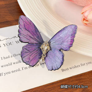 กิ๊บติดผมรูปผีเสื้อสีม่วงสไตล์ย้อนยุคสำหรับผู้หญิง กิ๊บติดผมด้านข้างดีไซน์เก๋ไก๋หรูหรา สไตล์โบราณ เครื่องประดับผม