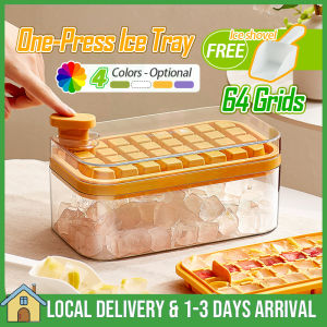 64 Holes Ice Tray Ice Cube Maker with Top Cover New ICE Cube Maker Mould ICE Cube Tray Pembuat Ais Batu