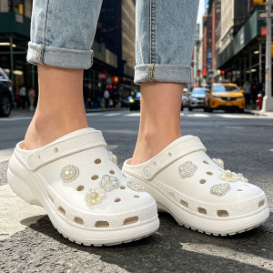 10Pcs Fashion Shoe Charms Set for Sandals Clogs DIY Accessories Pearl Rhinestone Flower Personalized Shoes Decoration for Women