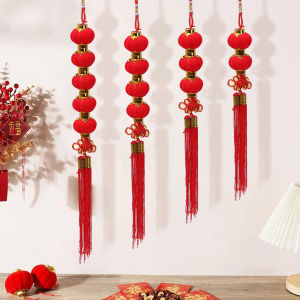 เครื่องกรอบแต่งบ้านแขวนสำหรับตรุษจีน โคมไฟดิจิทัลสีแดง 10 ล้าม พู่โบว์สีจีน ราคาที่เหมาะสม