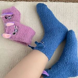 Cartoon Character Stitch Couple Mid-calf Socks Anime Cute Creative Fashion Autumn and Winter Warm Stockings Holiday Gifts