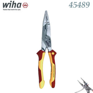 Wiha 45489 Professional Long Nose Pliers Ergonomic Non-Slip Grip for Electrical Wiring Industrial Machinery Maintenance