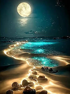 Huacan Landscape 5D DIY Diamond Paintings Moon Mosaic Complete Kit Sea Diamond Embroidery Art Room Decoration