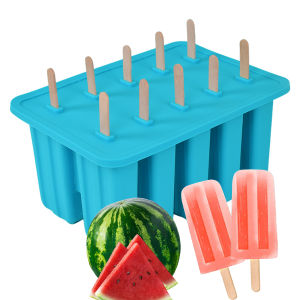 Food-Grade Silicone 10-Compartment Ice Cream Mold Homemade Popsicle Mold for Kids DIY Ice Pop Tool