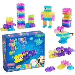 Hot Toys | 40Pcs Jelly Building Blocks Stress Relief Childrens Construction Toys Assembly Educational Tools Hands-on Skills SoftGel Blocks