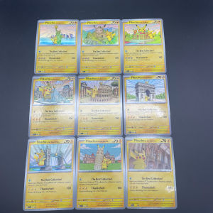 Takara Tomy | 9pcs/set DIY Anime PTCG Original Self-made Pichu Game Collection Card Creative World Landmarks Collection Card Birthday Gift