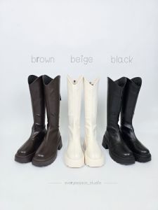 ALLURA boots รองเท้าบูทยาว ส้นตึก บุขน ทรงสวยขาเรียว