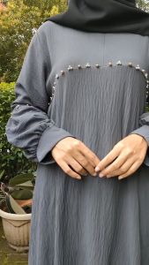 Gamis Syabila Crinkle Airflow Premium Variasi Manik | Dress Kondangan Elegant Pesta Mewah Crinkle Airflow | Dress Lebaran Polos Simple Elegant