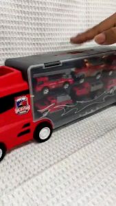 Childrens Truck Toys Big Container Truck & 6 Mini Small Engineering Vehicle Alloy Cars Model Fire Truck set Storage Container Truck Car Model Toys For Boys birthday christmas Gifts