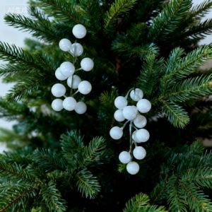 4/20PCS Artificial Berry Branch Christmas White Berries Stems Xmas Tree Ornament Wedding Home Party New Year Fake Fruit Flower Decoration
