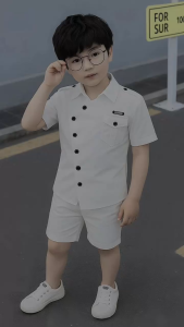 Quần áo mùa hè quần áo trẻ em. đồ bộ tay ngắn cho bé trai thời trang dáng sơ mi phong cách hàn quốc Mã hot T39