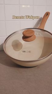 Roschel Beneta White Marble Coating Non-Stick Wok Pan 24  26  28 cm + Tutup Kaca Panci Wajan Penggorengan Anti Lengket Induksi Putih - Lazada