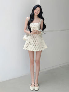 NIUVIES | Đầm Dây Đốm Elegance Pháp Ôm Sát