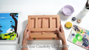 [LOCAL STOCK]Portable Wooden Easel Painting Artist Desk Light weight Stand for Outdoor Painting