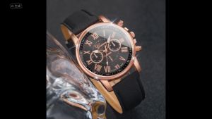 【Malaysia Ready Stock】Fashion mens and womens watchround zinc alloy case PU beltavailable in multiple colors equipped with button battery fashinable watch