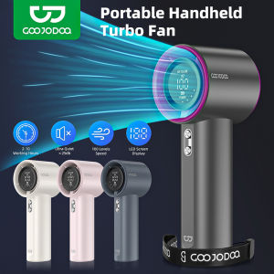 GOOJODOQ Portable Super High Speed Power Turbo Fan | Adjustment With LED Display Max Wind Speed 9m/s | Handheld Mini Mobile Fan Kipas Kecil Cooling